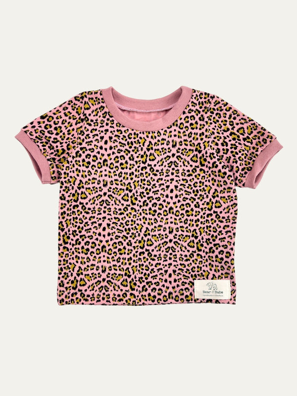 Pink Leopard Print Baby and Children's T-shirt