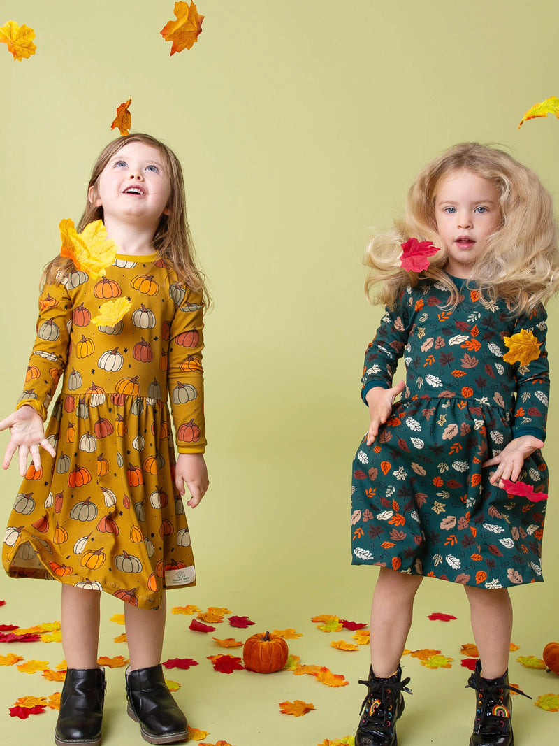 Green Autumn Leaves Baby and Children's Dress