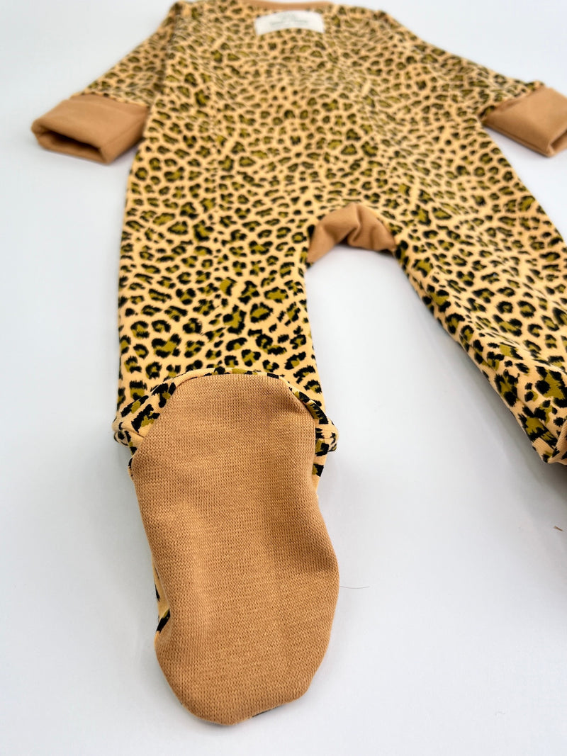 Yellow Leopard Print Baby and Children's Zip Sleepsuit